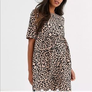 ASOS maternity smock mini leopard dress, size 2